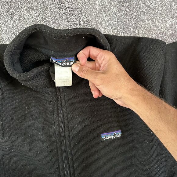 Men's Patagonia Black Full Zip Up Better Sweater Fleece Bomber Light Jacket Sz L - Picture 2 of 3